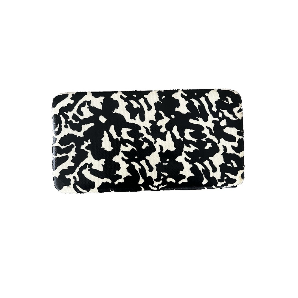Women's Black & White Abstract Print Clutch Wallet Checkbook Organizer Snap Clos
